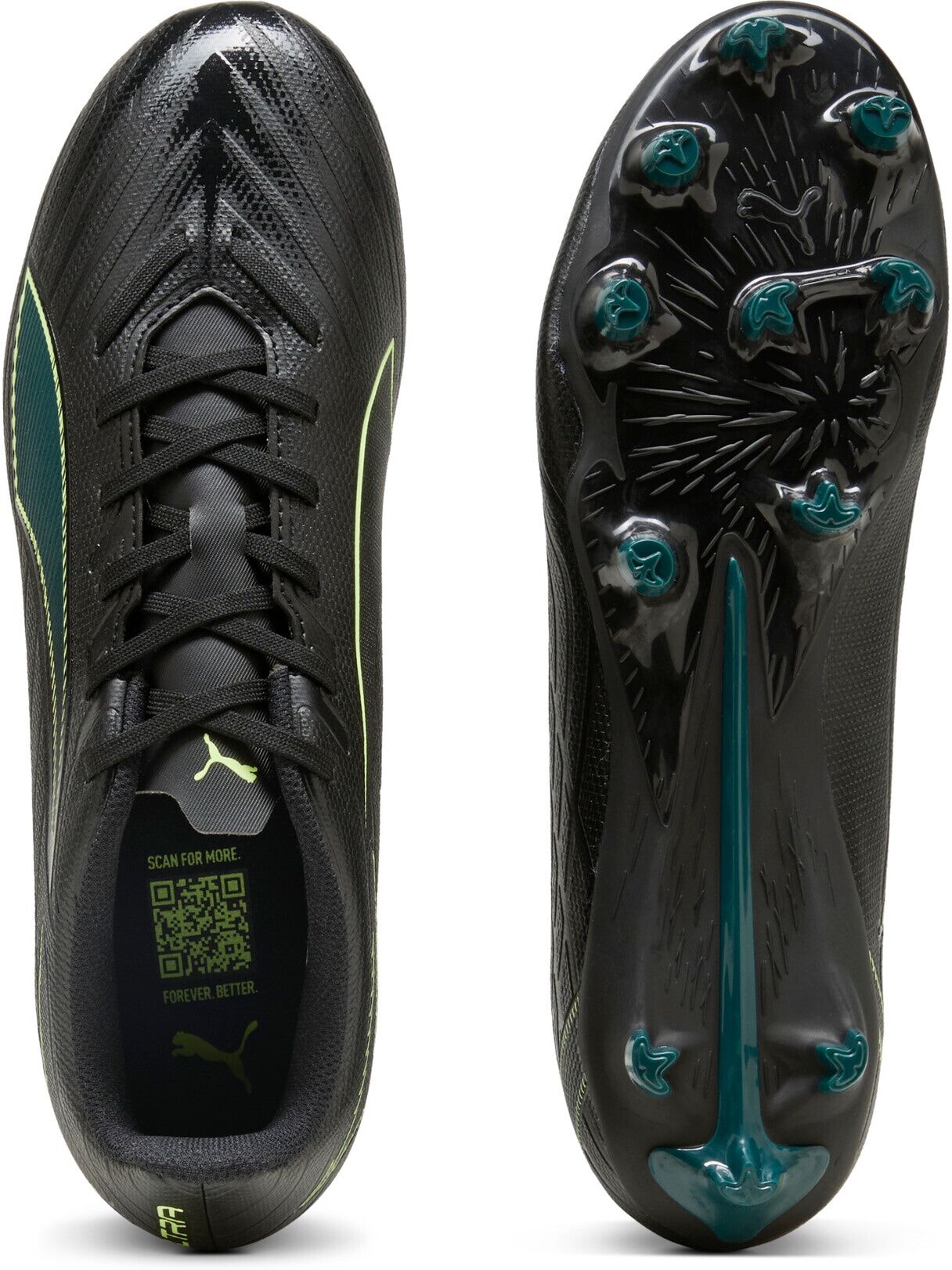 Fussballschuh PUMA "ULTRA 6 PLAY FG/AG", Gr. 42, puma schwarz, fizzy light, grün terrain, Synthetik, Schuhe Fussballschuh, für Rasenplätze und Kunstrasen, mit SPEEDSYSTEM-Laufsohle puma schwarz, fizzy light, grün terrain 42