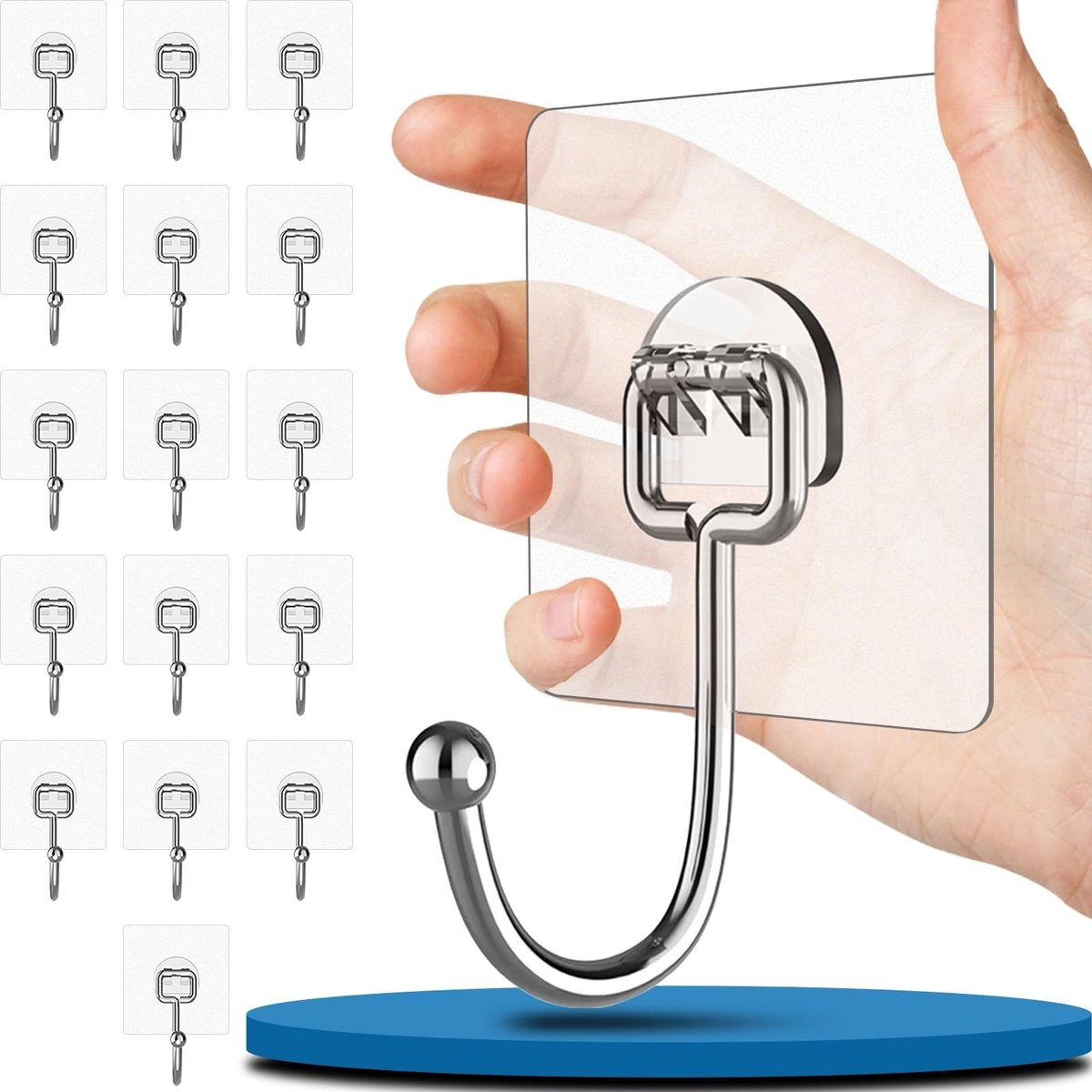 Omgoods - Set van 16 zelfklevende wandhaken voor de badkamer en keuken