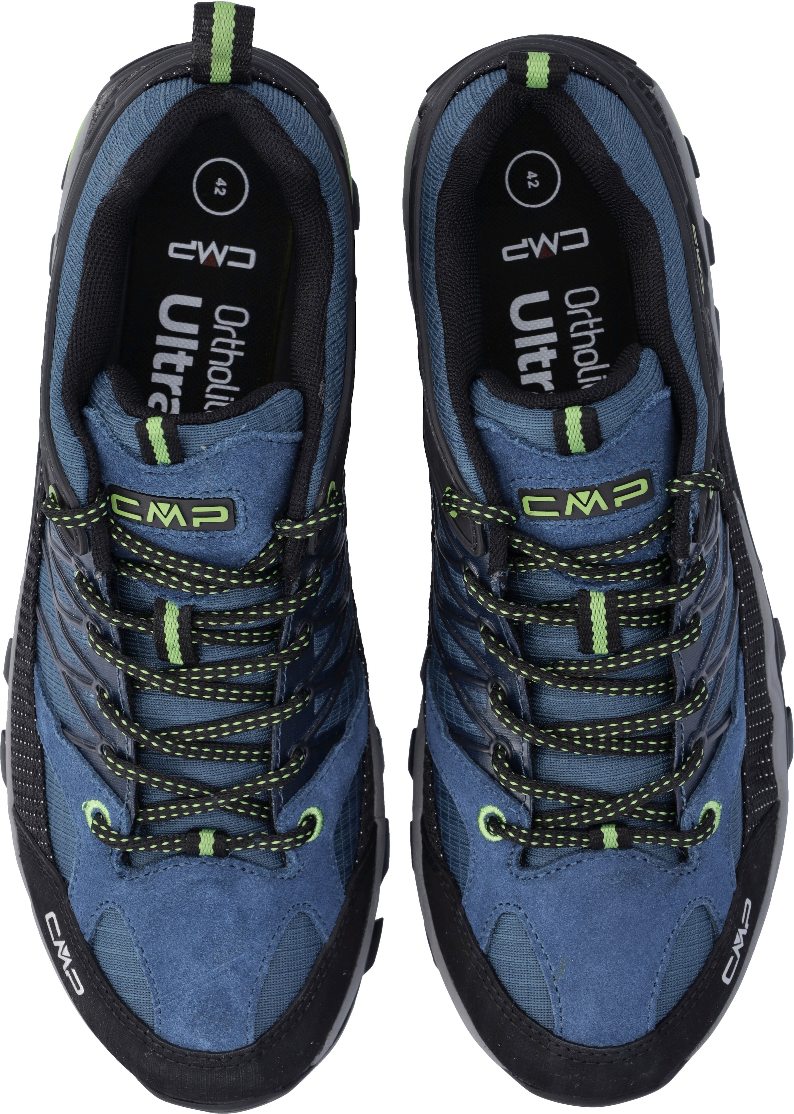 Wanderschuh CMP "RIGEL LOW WP TREKKING SHOES", Herren, Gr. 44, Synthetik, blau (maiolica, cactus), Leder, Synthetik, Schuhe Wanderschuh, wasserdicht maiolica, cactus 44, Synthetik