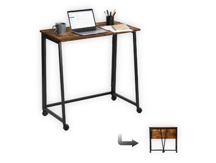 Bureau Informatique Pliant pour Petits Espaces Postes de Travail Table d'Ordinateur Pliante Assemblage Facile Cadre en Métal
