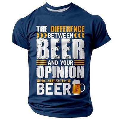 Herren Lustiges Bier Grafik T-Shirt - 'Der Unterschied zwischen Bier und deiner Meinung' humorvolles Kurzarm Oberteil
