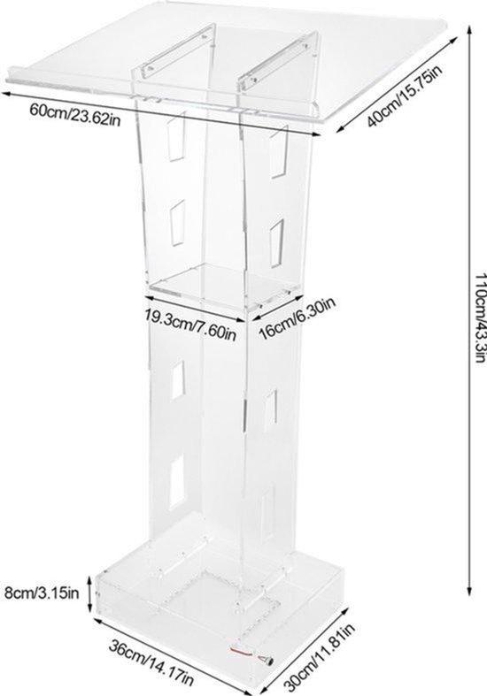 Präsentationspodium aus hellem Acryl - 110 cm Höhe - 12,3 kg Gewicht - Für Konferenzen und Veranstaltungen