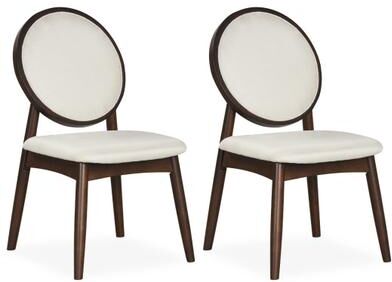 Costway Set of 2 Upholstered Linen Fabric Kitchen Side Chairs with Padded Seat-Beige