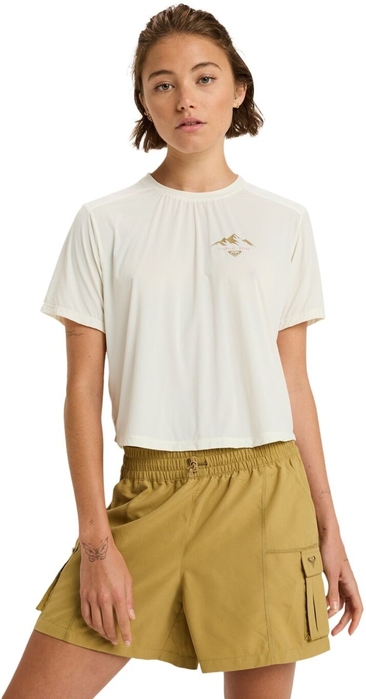 T-Shirt ROXY "Boundless Spirit 2", Damen, Gr. M, weiss (whisper weiß), Obermaterial: 75% Nylon, 25% Elasthan., Shirts T-Shirt whisper weiß M