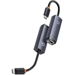 Baseus Lite Series USB-C to RJ45 network adapter (gray) (USB-C, RJ45 (1x)), Netzwerk Adapter, Schwarz
