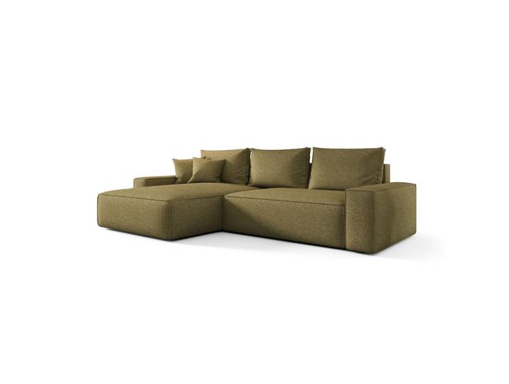 Cornero Ecksofa California links gelb Strickstoff Aragon 35 - Schlaffunktion, Bettkasten, Gelb, Echtholz,Buche, L-Form, 280x185 cm, Wohnzimmer, Sofas & Couches, Wohnlandschaften, Ecksofas