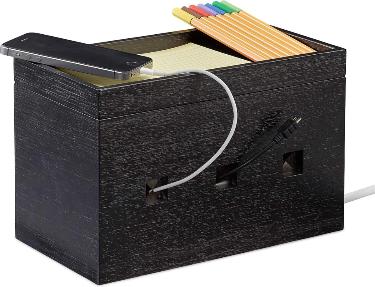 Kabelbeheerdoos en kabelorganizer, zwart