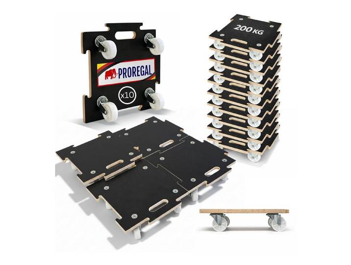 PROREGAL® Transportroller MegaDeal Profi Möbelroller Rollbrett Transporthilfe Rollwagen HERCULES, (10-St), Stabile Transporthilfe Rollbrett Möbelroller Möbel-Transport Rollwagen