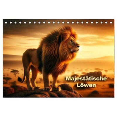 Majestätische Löwen - Die Herrscher der Wildnis (Tischkalender 2027 DIN A5 quer), CALVENDO Monatskalender