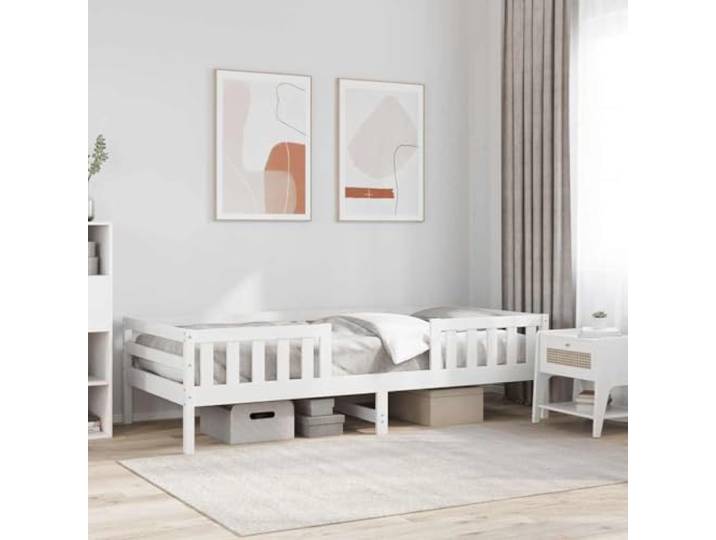 RJPLMFV Bettgestell, Weiß, 90 x 200 cm, massives Kiefernholz Ohne Matratze, inklusive Lattenrost, modernes Design, robust