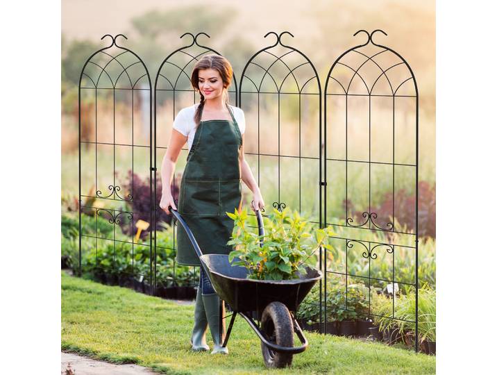 Outsunny Lot 2 Treillis Jardin Métal pour Plantes - Noir