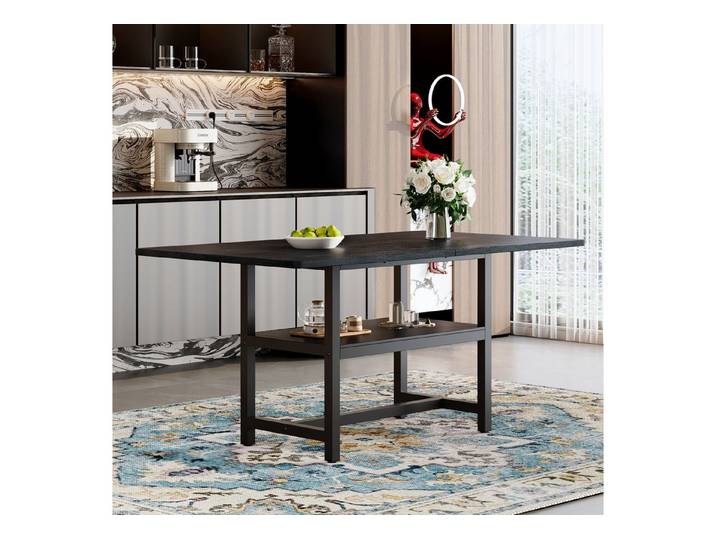 i@home Esstisch (1 Tisch), im Industriedesign mit multifunktionalem Ablageregal und Metallbeinen