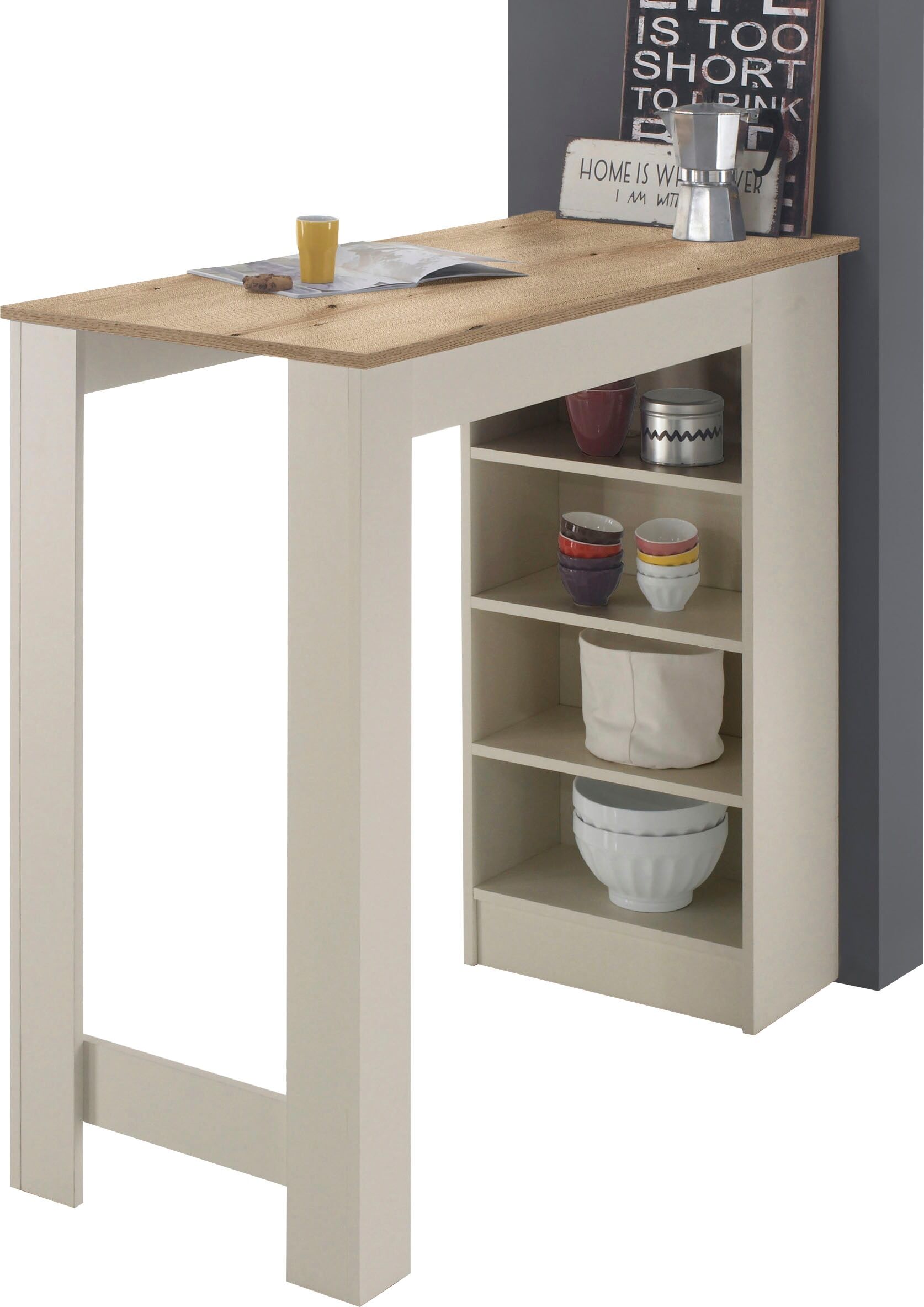 Bartisch STOLKOM "Stolkom Mojito B/H/T 115x103x50 cm", kaschmir, evoke eiche, kaschmir, evoke eiche, B:115cm H:103cm T:50cm, Tische, Bartisch