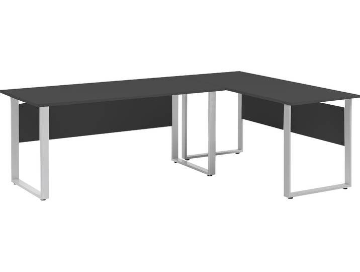 Eckschreibtisch SCHILDMEYER Serie 1500, Eckschreibtisch, Made in Germany, B: 225 cm , grau (anthrazit, silber, anthrazit), H:73,2cm, Tische, Eckschreibtisch, Solide Verarbeitung - Dieses Produkt ist in Deutschland gefertigt