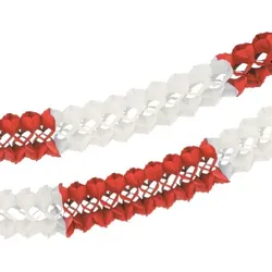 20x Papiergirlande (Großraum) Ø 16 cm · 10 m rot/weiss schwer entflammbar