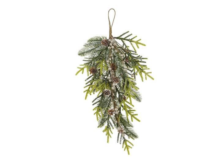 Weihnachtsdeko Zweig mit goldenen Kugeln, gold und grün