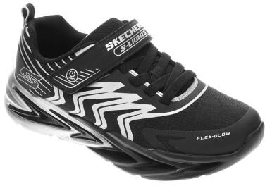 Skechers S-Lights: Flex-Glow Ultra-Prism Pacer 400141L (Boys' Toddler-Youth) Athletic in Black, Size 3 Youth M, Synthetic