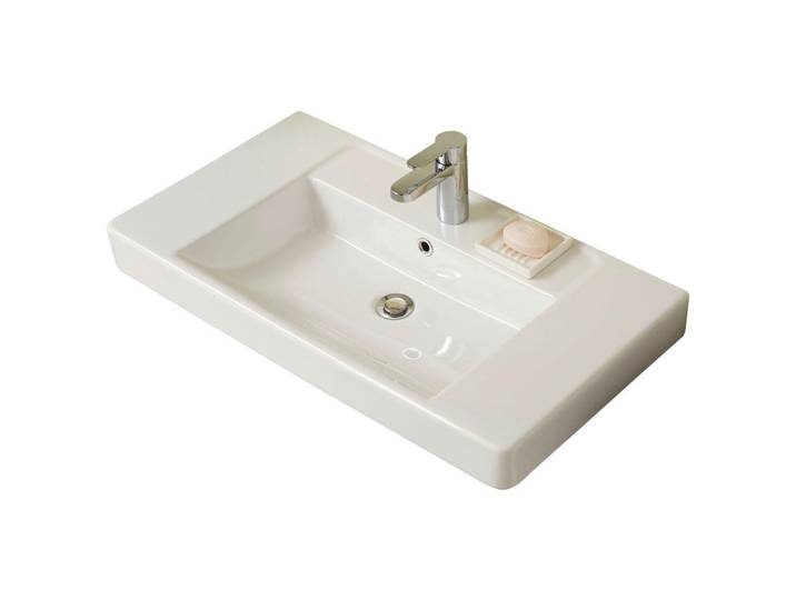Xora Waschbecken, Weiss, Keramik, 80x9x45 cm, Badezimmer, Waschbecken & Armaturen, Waschbecken