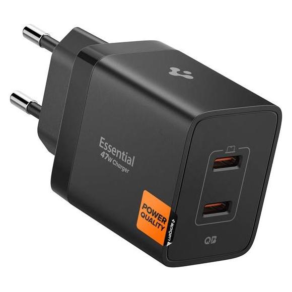 Spigen Essential 47W Wall Charger EE472EU black (47 W, 2 Ports) (ACH09457)