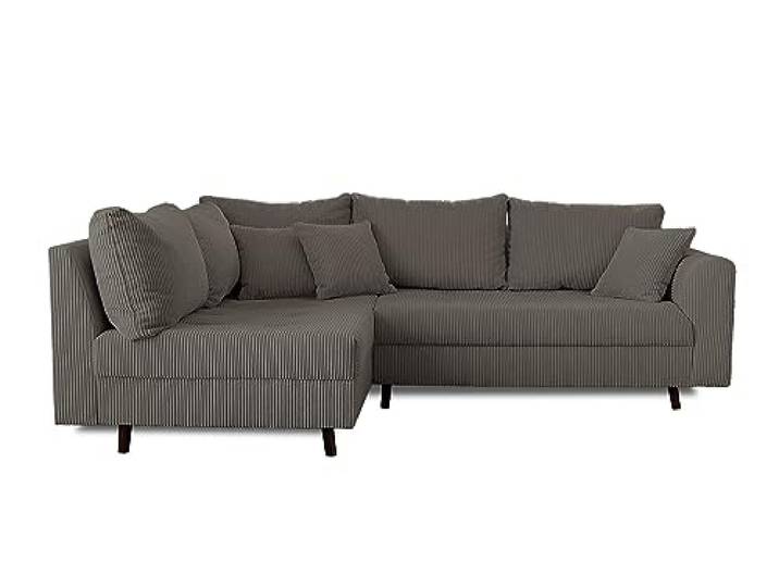 Lisa Design Rune – Ecksofa Links – 4-Sitzer – aus Cord Dunkelgrau