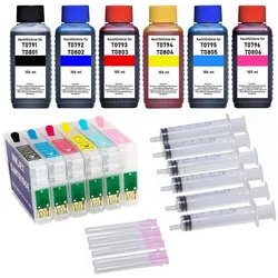 Wiederbefüllbare Tintenpatronen wie Epson T0791-T0796 + 600 ml Nachfülltinte