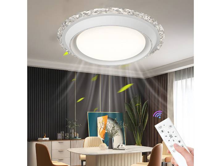 Ventilateur de plafond LED moderne sans pales avec télécommande, 6 vitesses, ventilateur électrique invisible sans pales pour chambre à coucher et décoration intérieure