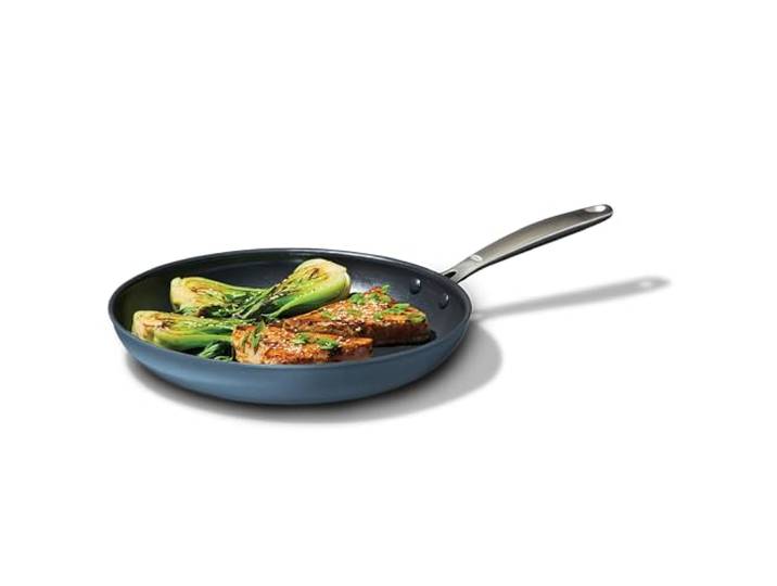 OXO Enhanced 25,4 cm Antihaft-Bratpfanne, Keramik, PFAS-freies Kochgeschirr, Edelstahlgriff, Eier und Omeletts, spülmaschinen- und ofenfest, Sturmblau