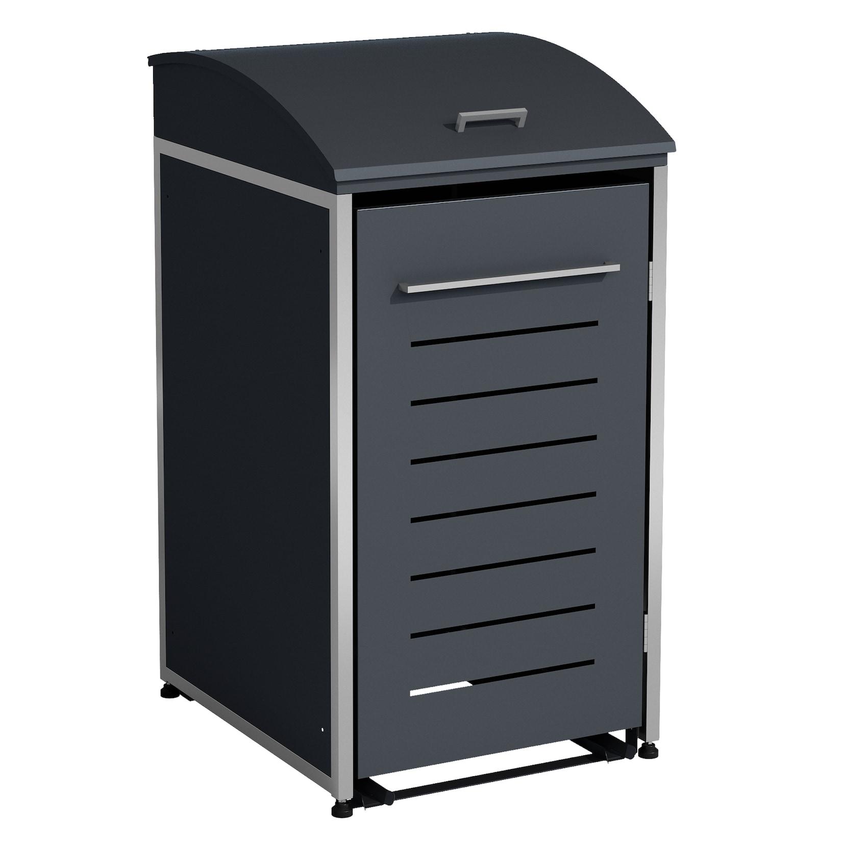 Mülltonnenbox KIEL 72x83x136cm für Tonnen 120 und 240 Liter, Stahl anthrazit + Edelstahl