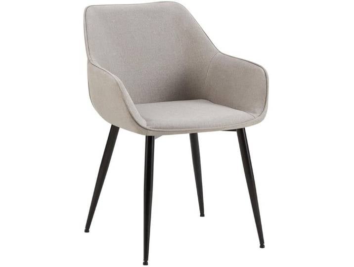 Chaise de salle a manger bureau salle d attente x1 en tissu gris clair et metal noir 10_0002152