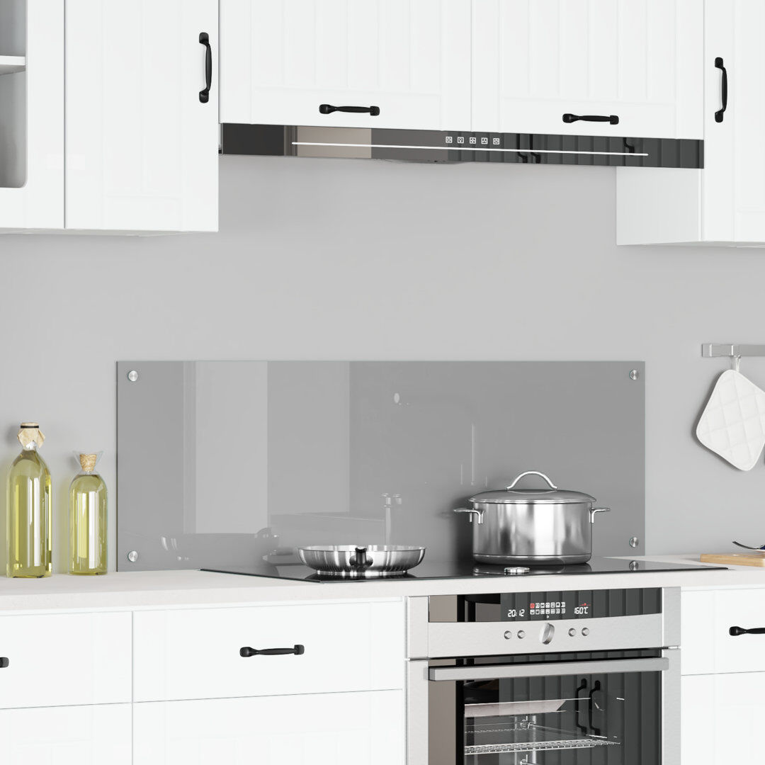 Belfry Kitchen Kitchen Backsplash Tempered Glass Charcoal 50 x 110 cm