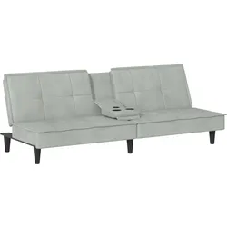 Helloshop26 - Schlafsofa mit Becherhaltern 200 x 89 x 70 cm Samt hellgrau 02_0019260