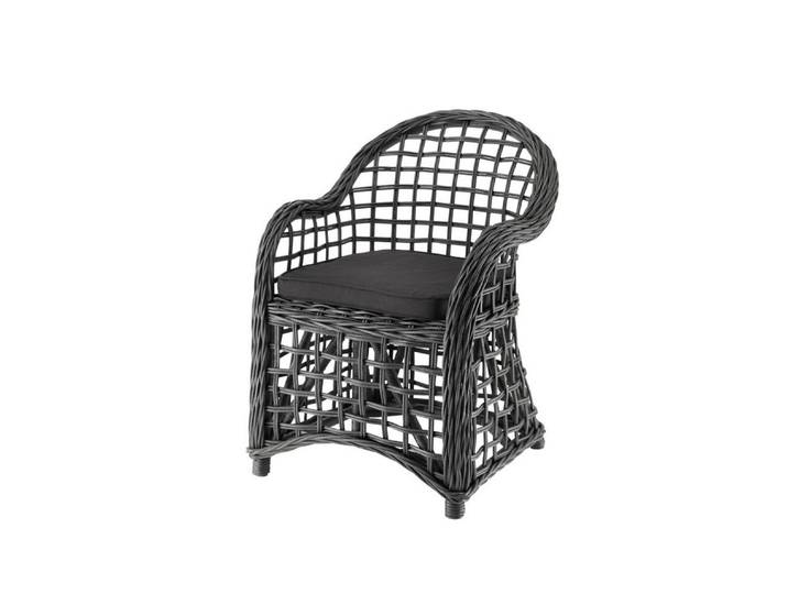 More2Home Rattanstuhl Rattan-Sessel NUSA, schwarz-washed, mit Kissen