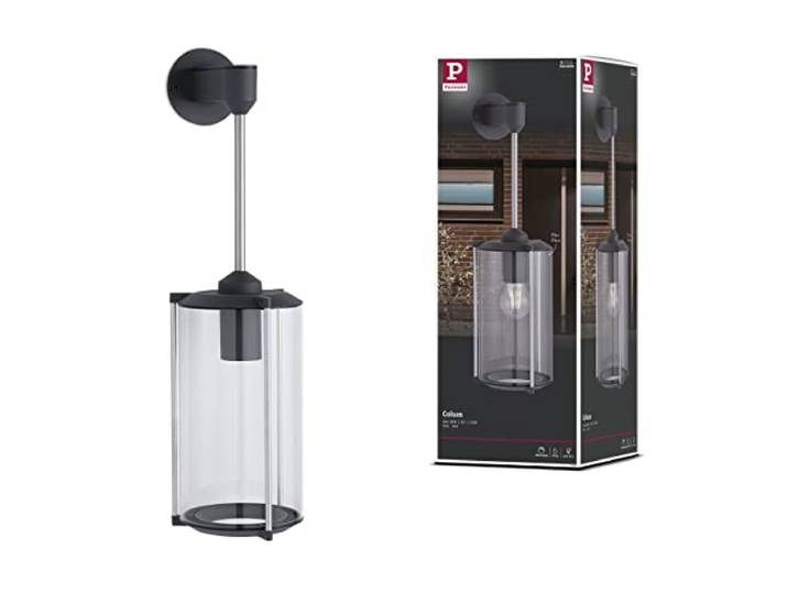 Paulmann 94281 Outdoor Wandleuchte Klassik rund max. 60 Watt Außenbeleuchtung Grau Gartenbeleuchtung Glas Außenwand E27