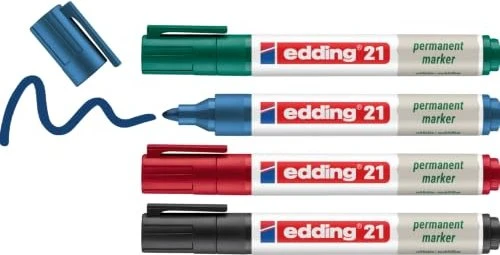 edding 21 EcoLine Permanentmarker farbsortiert 1,5 - 3,0 mm, 4 St.