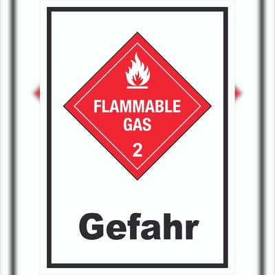 HB-Druck Schild Entzündliche Gase Gefahr Flammable Gas Flamme hochkant A1 (594x841mm)