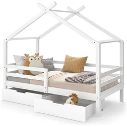 VitaliSpa, Kinderbett, Hausbett Luni, Weiss, 160 x 80 cm mit Aufbewahrungskästen (80 x 160 cm)