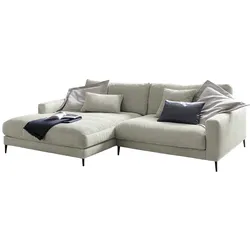 KAWOLA Ecksofa CARA Sofa Recamiere links Cord steingrau