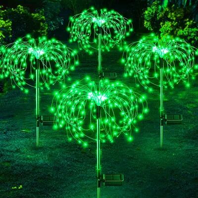 Discount Dollar Deals LED Solar Firework Lights Outdoor Waterproof Dandelion Lawn Lamp For Garden Landscape Decor green