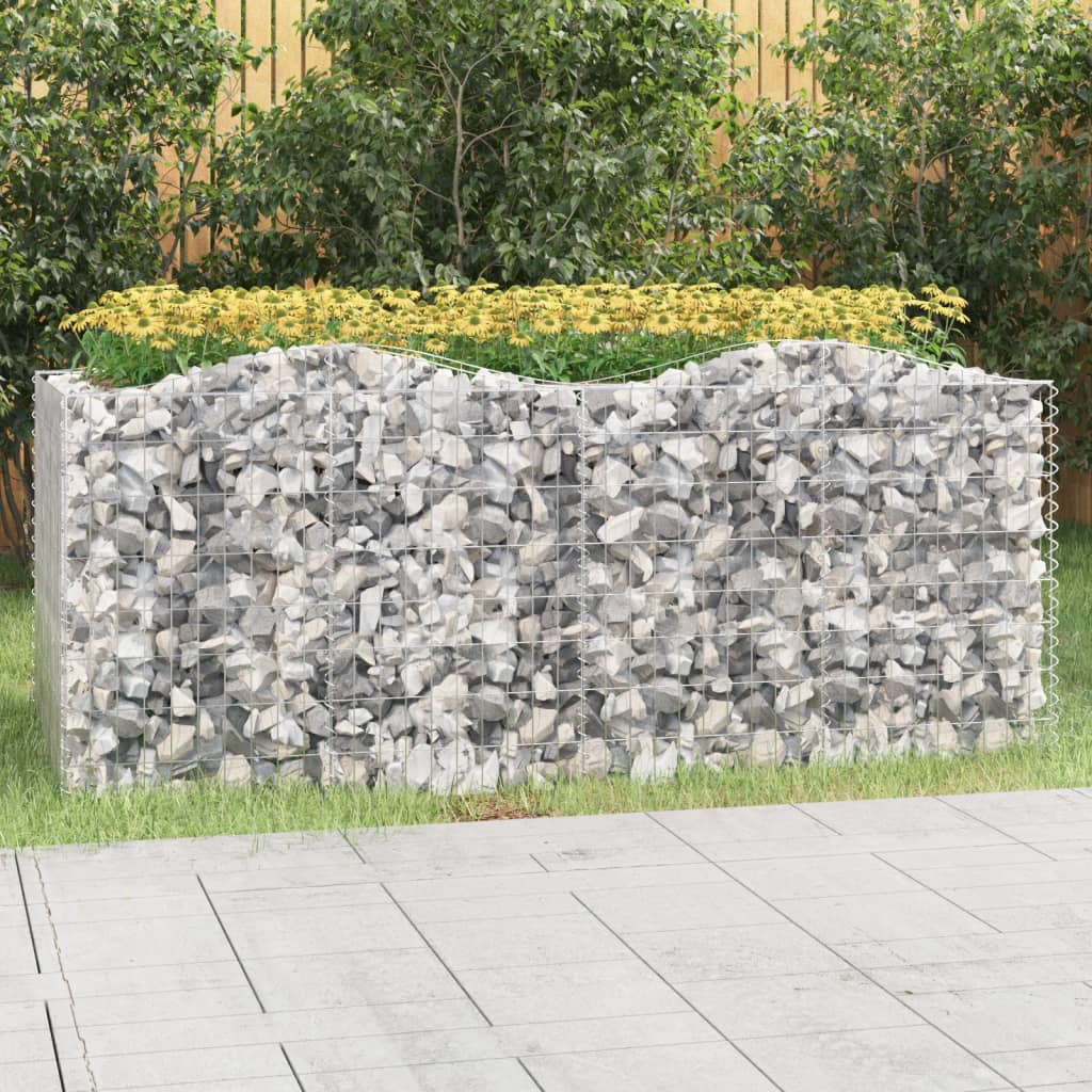 vidaXL Arriate de gaviones forma arco hierro galvanizado 200x100x100cm Plateado