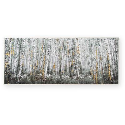 Leinwandbild ART FOR THE HOME "Birkenholz", weiß (farbe bild(er): mehrfarbig), B:100cm H:40cm T:3,5cm Ø:3,5cm, Leinwand, Bilder, Leinwandbild, Handgemalt Wandbild Gold Metallic 100x40cm