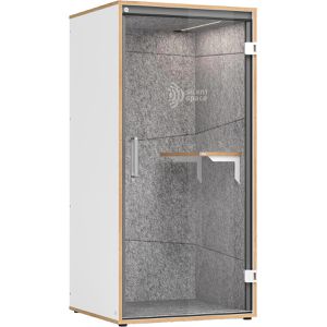 Hammerbacher Telefonbox SilentSpace, grau / weiß, 104 x 100 cm (B/T), mit 1 Ablage und Beleuchtung