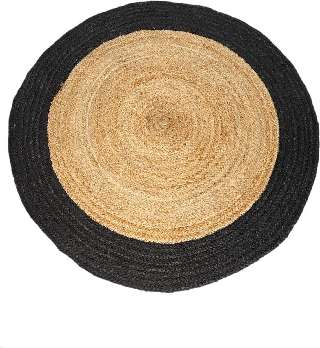 Van René Rond Vloerkleed Jute Zwart/Naturel Diameter: 90 cm