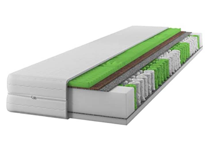 IZER Matratze 180x200 H3 / H4,17cm, 7-Zonen, Kokosnuss-Matte,Taschenfedern, Steppbezug, Federkern, Massageschaum