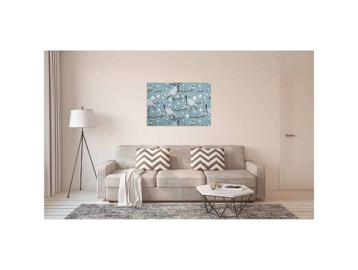 Tableau déco Japanese Cranes Polyester PVC / Épicéa Bleu 90 x 60cm