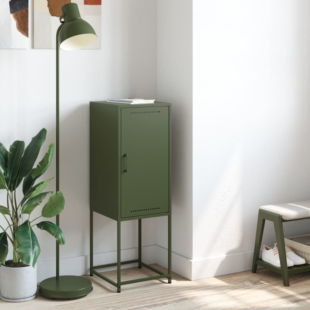 vidaXL Buffet vert olive 36x39x107 cm acier