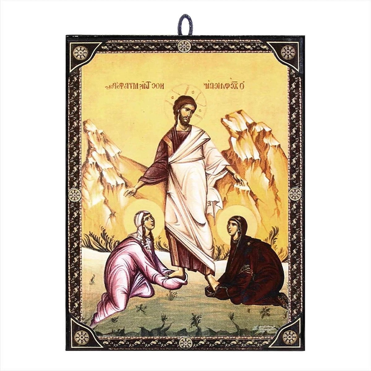 Houten Icoon Byzantijnse Stijl Religieuze Decoratie Multicolor 97 x 135 cm