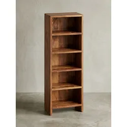 CD-Regal Massivholz 5 Fächer Landhausstil MUMBAI, Dunkelbraun 30x17x90 cm