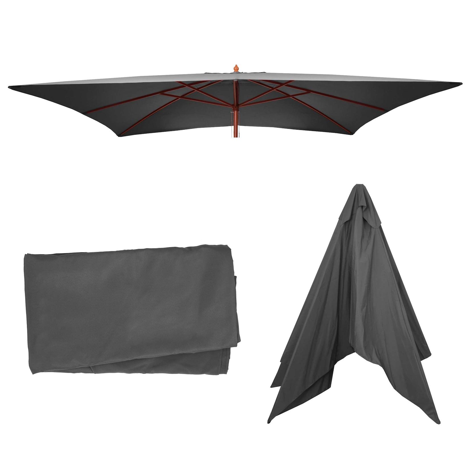 Ersatz-Bezug für Sonnenschirm Lissabon 3x4m, Sonnenschirmbezug Ersatzbezug, Polyester ~ anthrazit