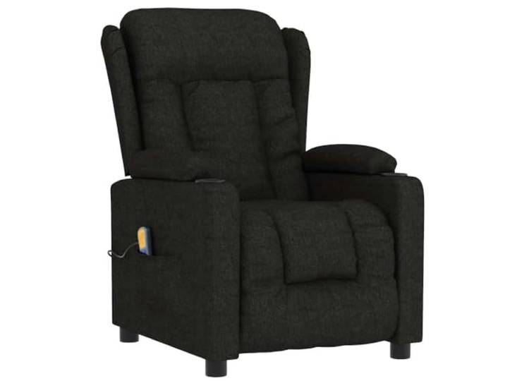 vidaXL Massagesessel, Verstellbar Sessel mit Heizung, Relaxsessel mit Liegefunktion Vibrationsfunktion, Fernsehsessel Liegesessel, Schwarz Stoff