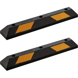 Wiltec, Garagenausstattung, Radstopper 90x15x10cm 2x Einparkhilfe Gummi Anfahrschutz Parkhilfe Garage